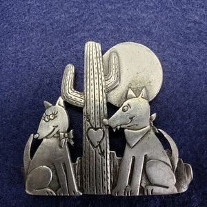 Vintage signed JJ coyote brooch
